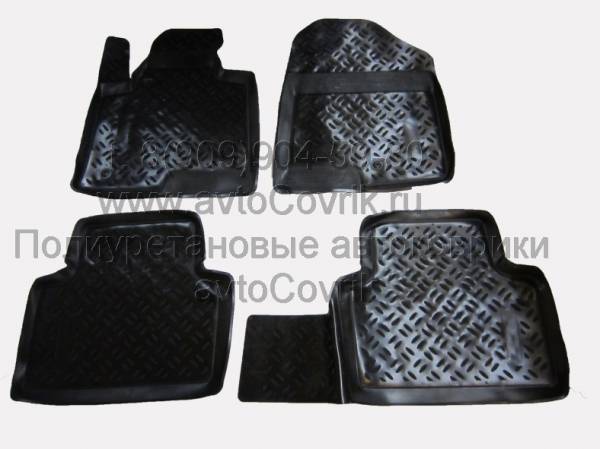 Коврики в салон Hyundai Santa Fe III (Хендай Санта Фе 3) (2012-) на 2 ряда с бортиком 
